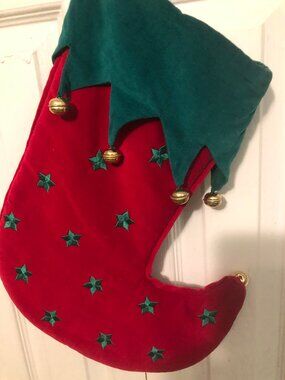 Red & Green Velvet "Jingle Bells" Christmas Stocking